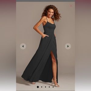 Black Satin Bridesmaid Prom Homecoming Formal Dress David’s Bridal Size 6